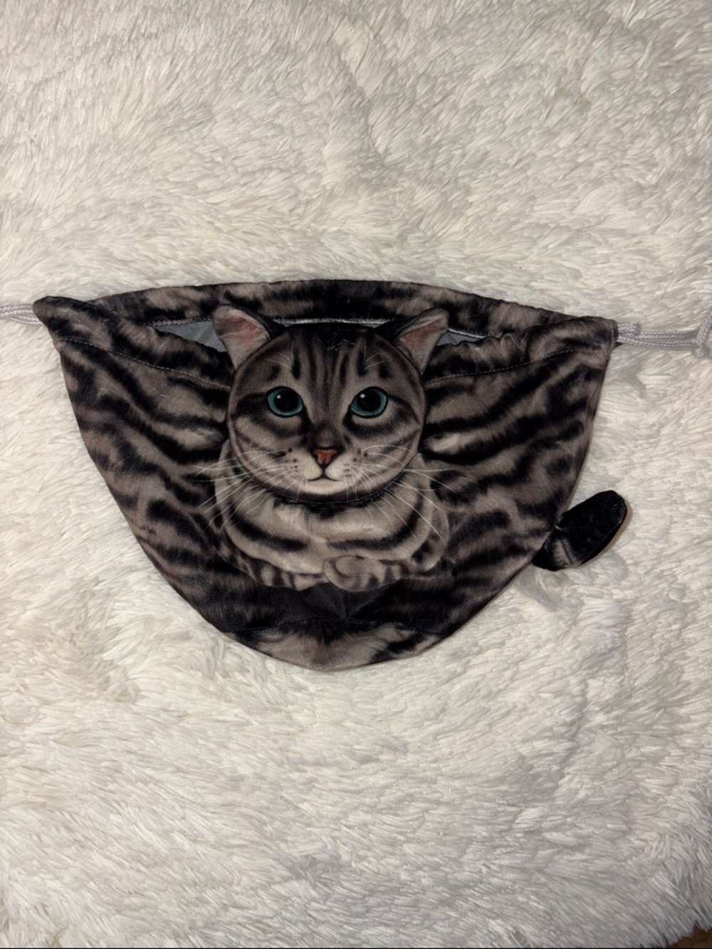 Gray Tabby Cat Plush Makeup Bag- Cute Cat Face Design